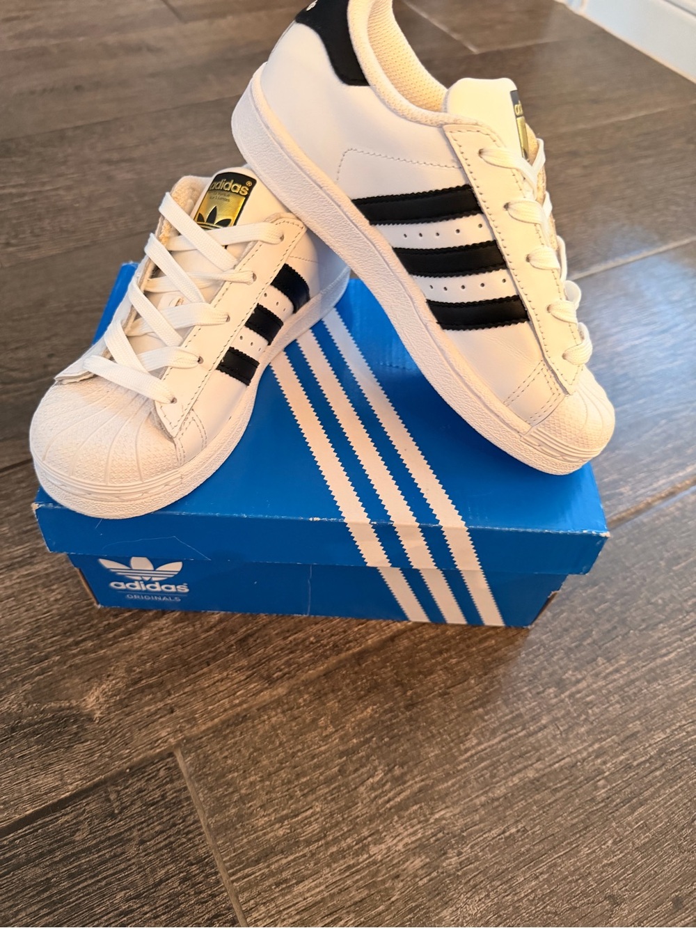 OG gold label adidas Kids White/Black Superstar Sneakers Kids size 13